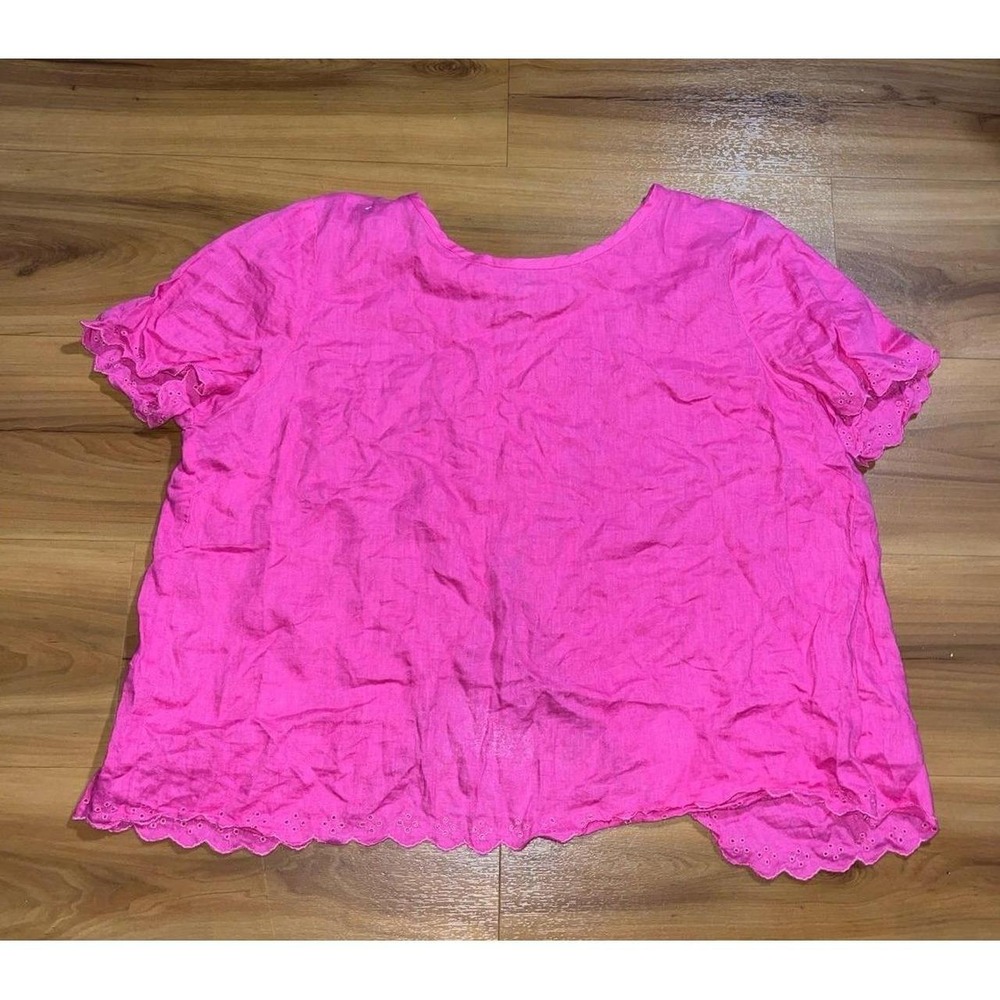 Womens J. Crew 100% Linen Scallop Open Back Top Shirt